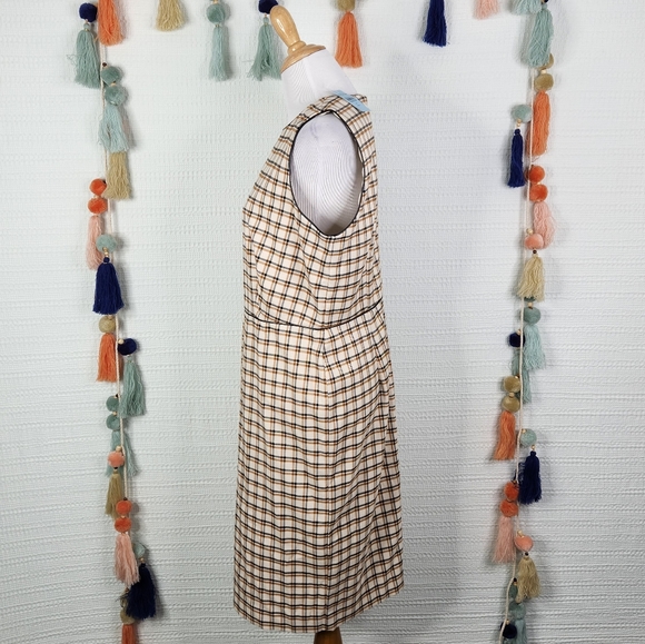 Ann Taylor Plaid Faux Leather Trim Sheath Dress - Picture 5 of 7